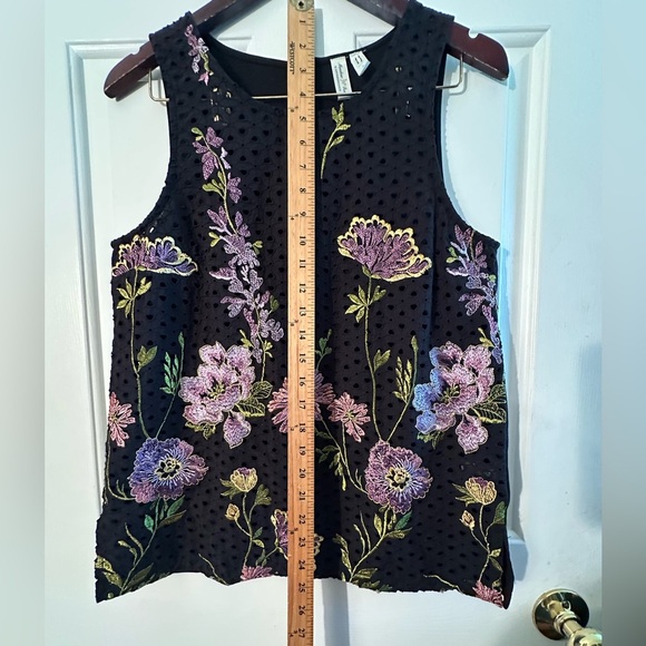 MEADOW RUE | Anthropologie S Harriet Floral Black Embroidery Eyelet Stretch Tank - Picture 10 of 15